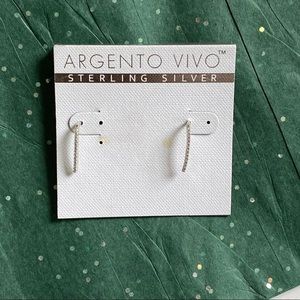 NWT Argento Vivo Sterling Silver Cubic Zirconia Studded Small Threader Earrings